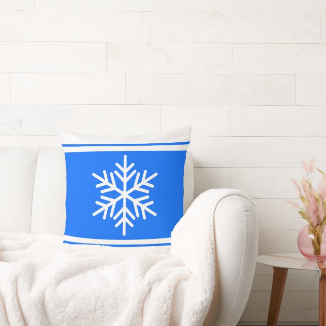Coussin Sporty Nordic Snowflake Bleu Bleu Clair Blancs (Canapé)