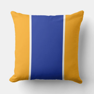 Coussin Sporty Royal Blue White Bold Yellow Racing Stripes