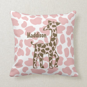 Coussin Spots de girafe rose et Brown