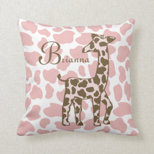 Coussin Spots de girafe rose et Brown