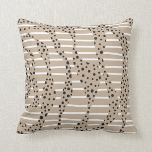 Coussin Spots et bandes 2 - Taupe, Noir et Blanc