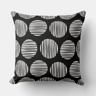 Coussin Spots Lined 190917 - Blanc sur Noir