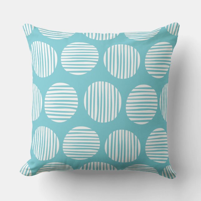 Coussin Spots Lined 190917 - Blanc sur Robin Oeuf Bleu (Recto)