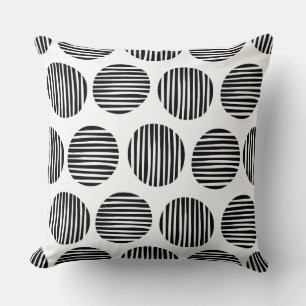 Coussin Spots Lined 190917 - Noir sur Blanc