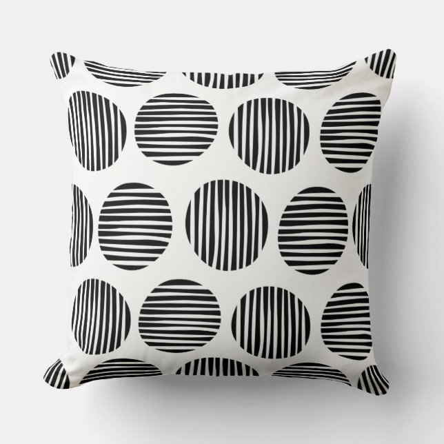 Coussin Spots Lined 190917 - Noir sur Blanc (Recto)
