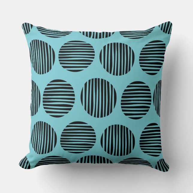 Coussin Spots Lined 190917 - Noir sur Robin Oeuf Bleu (Recto)