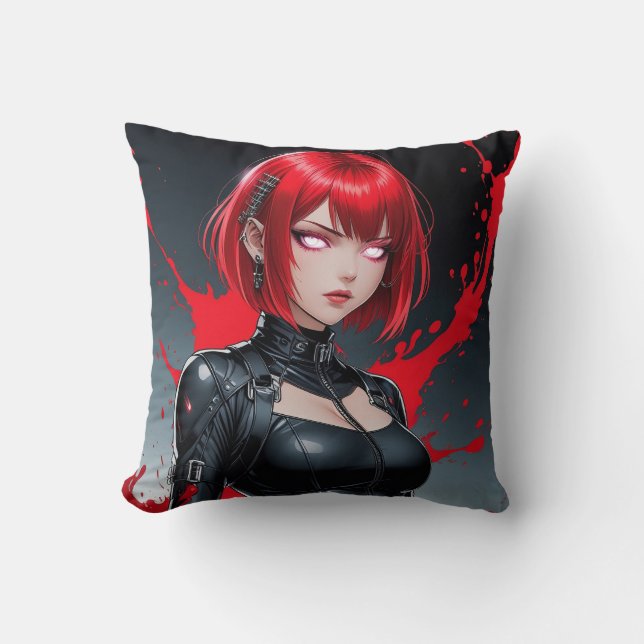 Coussin Spray sanguin Demon Anime Girl (Recto)
