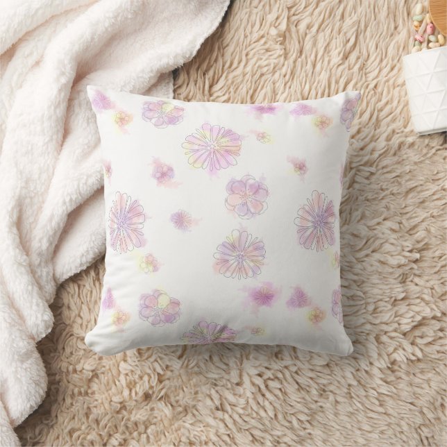Coussin Spring flowers pattern watercolor (Couverture)