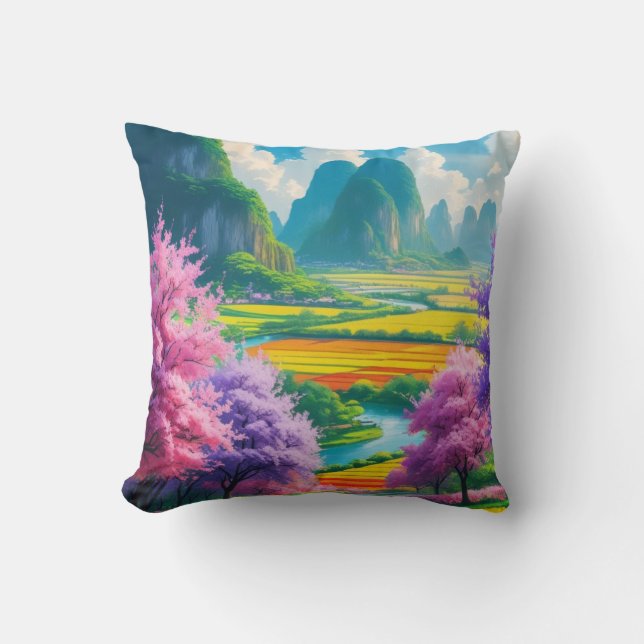 Coussin "Spring Reverie - Cherry Blossom Imaginaire (Recto)