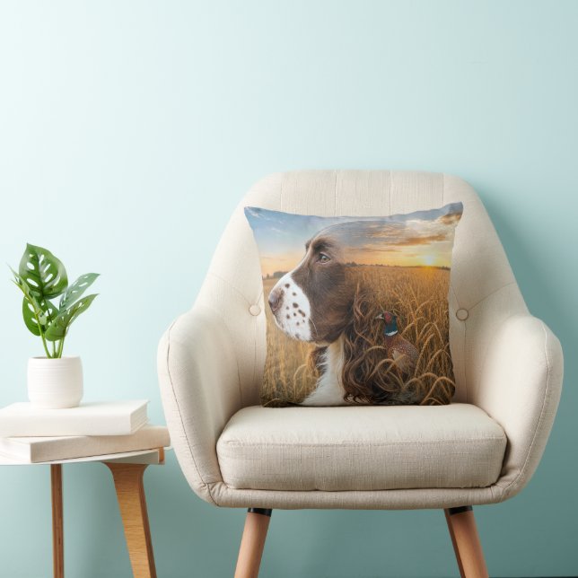 Coussin Springer Spaniel anglais et faisan (Chaise)