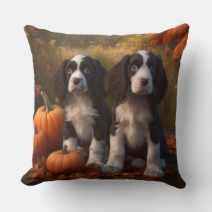 Coussin Springer Spaniel Chiot Automne Citrouille de plais