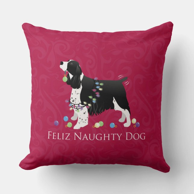 Coussin Springer Spaniel Design de Noël (Recto)