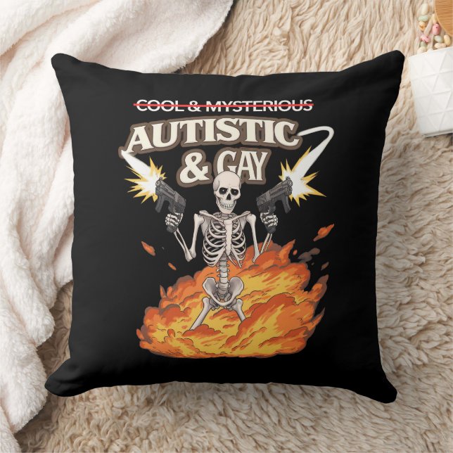 Coussin Squelette Autiste et Gay Drôle de Sensibilisation  (Couverture)