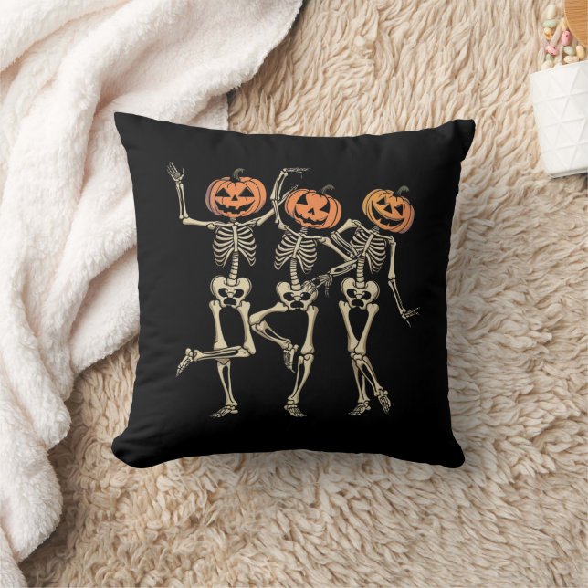 Coussin Squelette Citrouille Halloween Saison effrayante d (Couverture)