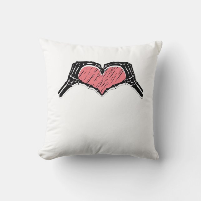 Coussin Squelette Coeur main signe Valentines Jour Classiq (Recto)