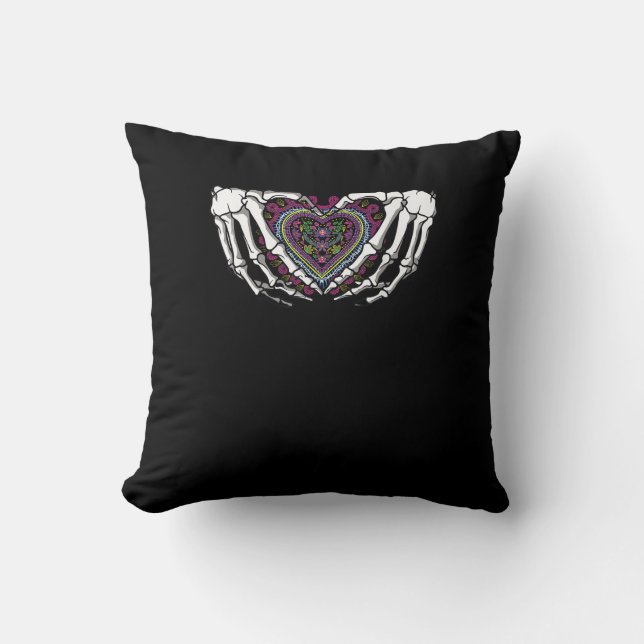 Coussin Squelette Coeur Mains Muertos Mexicain Jour De La  (Recto)