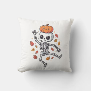 Coussin Squelette dansant Halloween mignon avec tête de ci