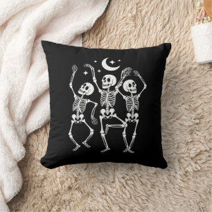 Coussin Squelette dansant Joyeux Halloween Crâne d'automne