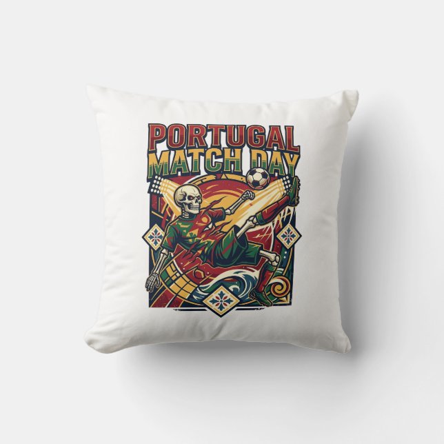 Coussin Squelette de buteur jour de match Portugal Nations (Recto)