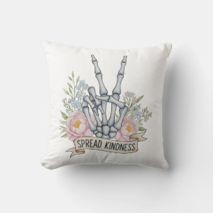 Coussin Squelette de signe de paix "Propager la gentilless