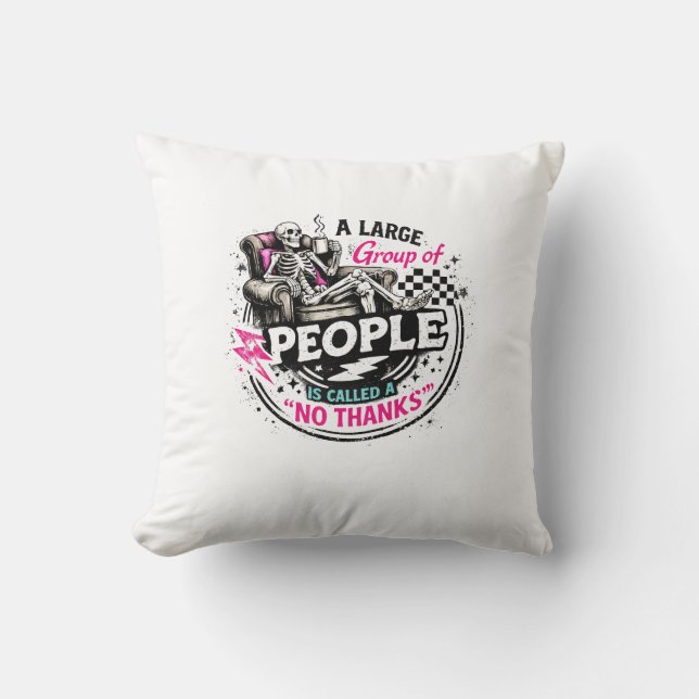 Coussin Squelette Introverti Se Relaxant Avec du Café Sans (Recto)