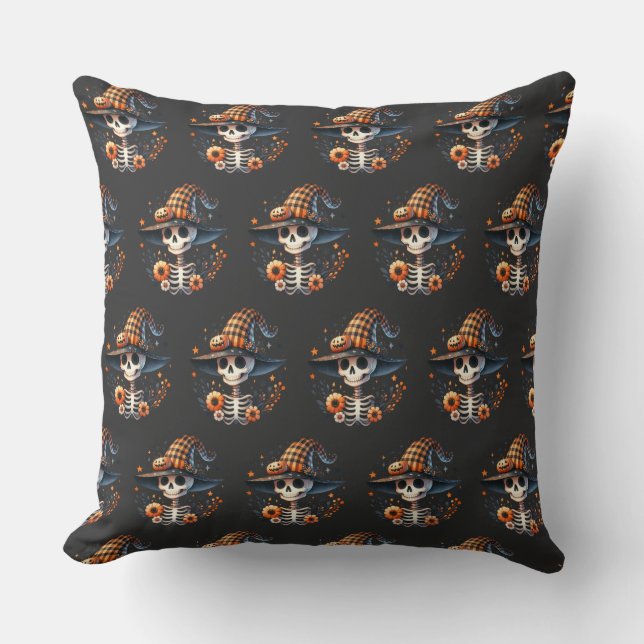 Coussin squelette jour halloween (Recto)