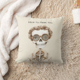 Coussin Squelette Lunettes Grand Sourire Enchanté