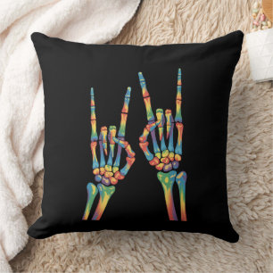 Coussin Squelette Main Arc-en-ciel Fierté LGBTQ Gay Lesbie