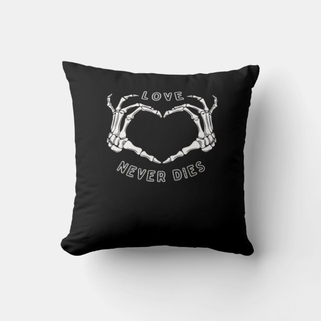 Coussin Squelette Mains Coeur Drôle & Classique (Recto)