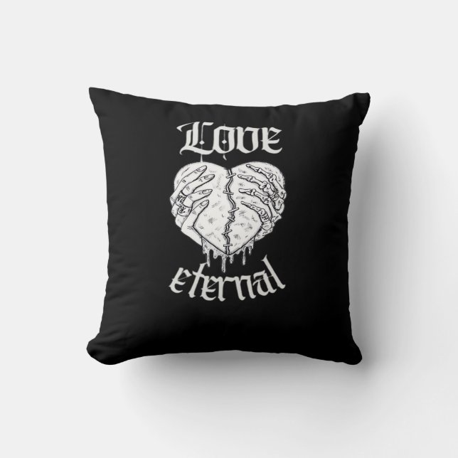 Coussin Squelette Mains Coeur Gothique Classique (Recto)