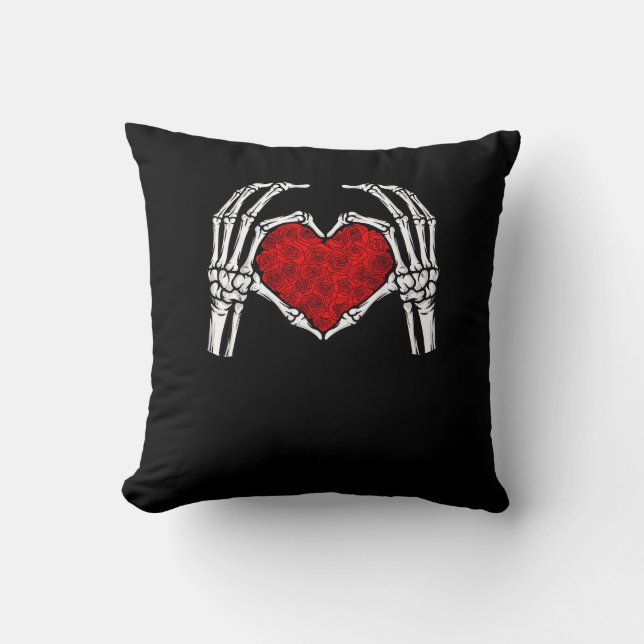 Coussin Squelette Mains de coeur Signe Saint Valentin Mign (Recto)