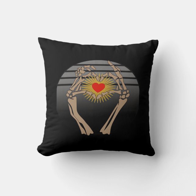 Coussin Squelette Mains Faire Un Coeur Classique (Recto)