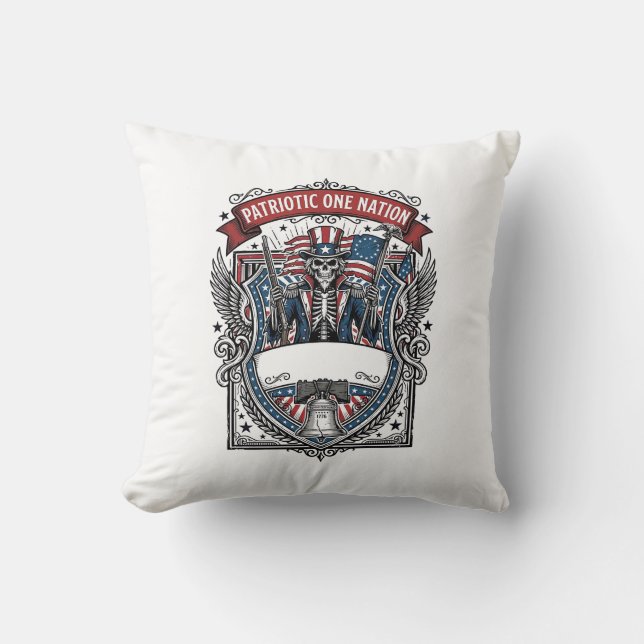 Coussin Squelette oncle Sam patriotique sombre squelette p (Recto)