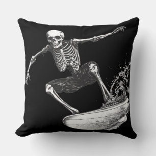 Coussin 💀 Squelette Surfeur : Style Minimaliste 🏄♂️