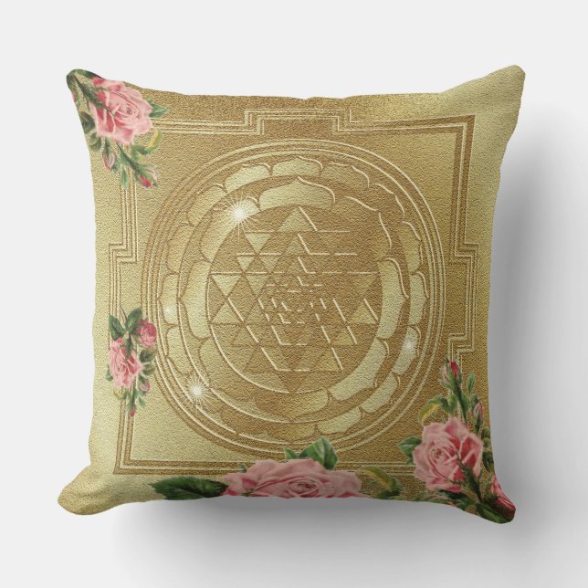 Coussin SRI YANTRA et le parfum des Roses - Jeter l'oreill (Recto)