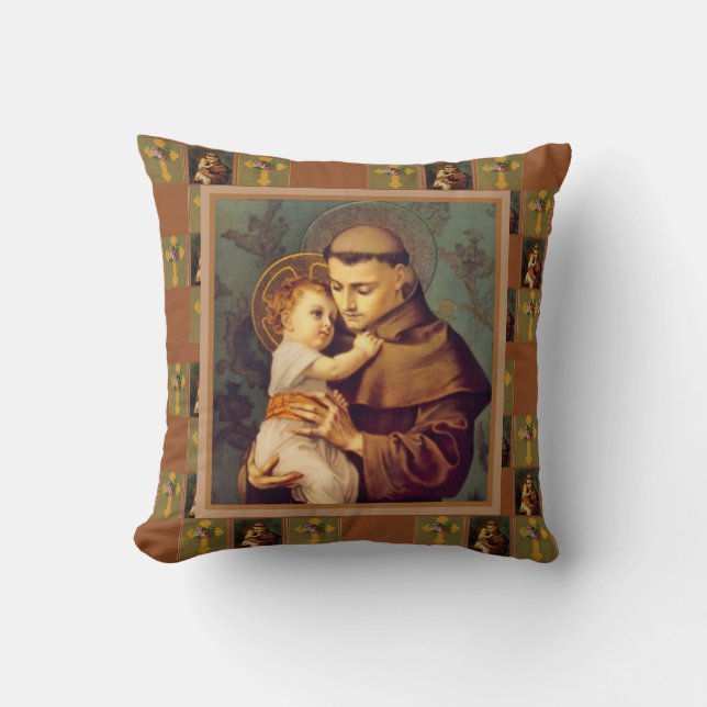 Coussin St Anthony de Padoue avec le bébé Jésus (Recto)
