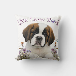 Coussin St. Bernard Chien Maman Floral