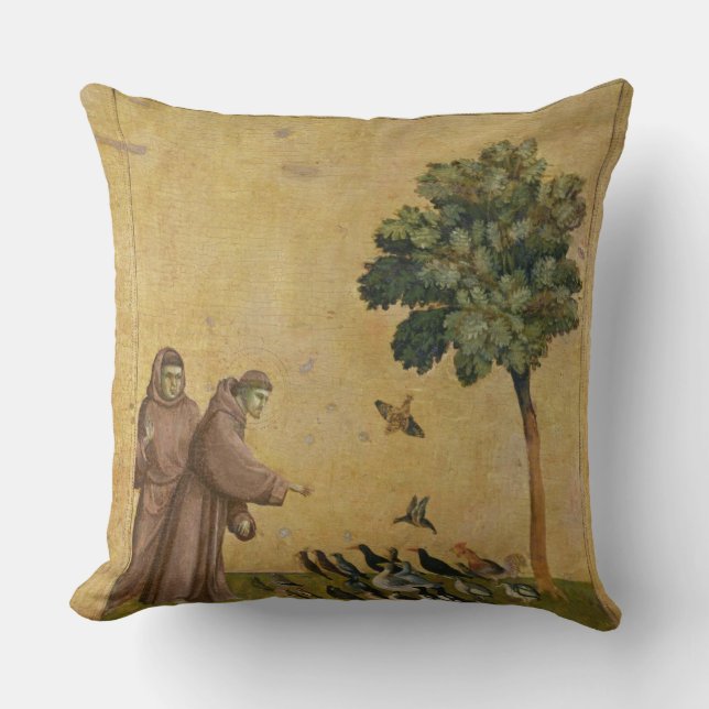 Coussin St Francis d'Assisi prêchant aux oiseaux (Recto)