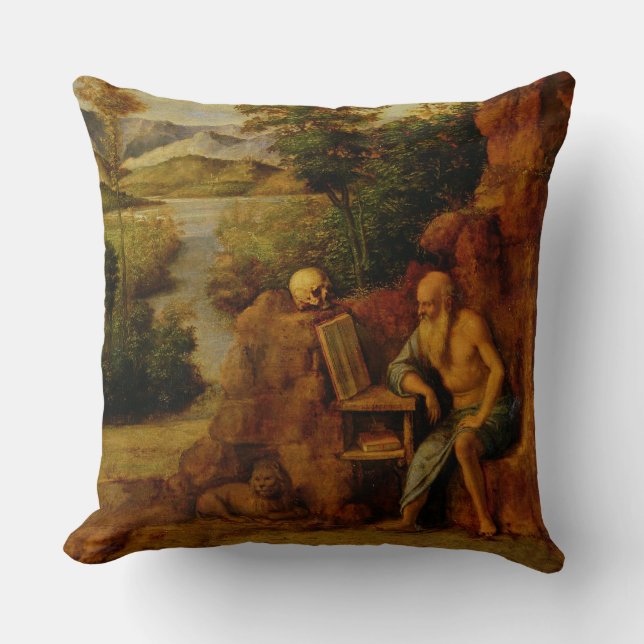Coussin St Jerome, c.1500 (huile sur le panneau) (Recto)