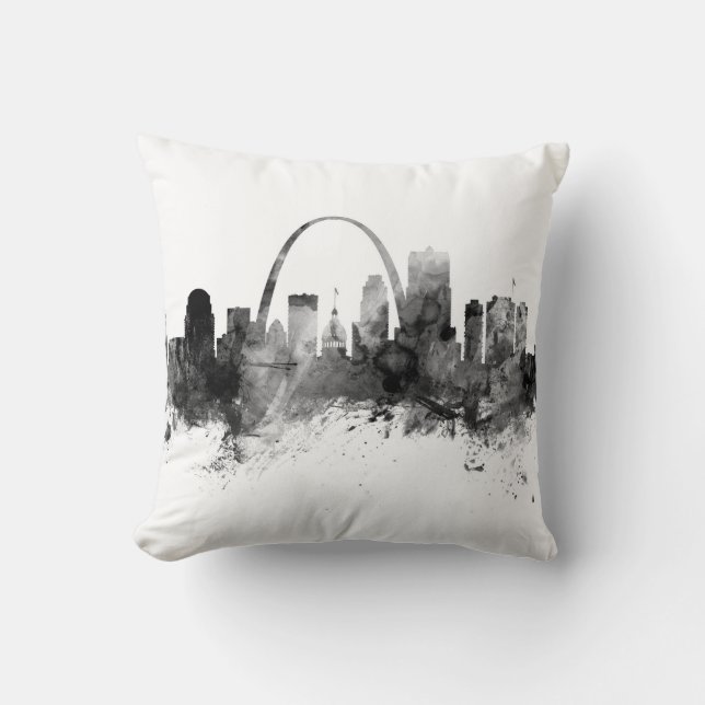 Coussin St Louis Missouri Skyline Black White (Recto)