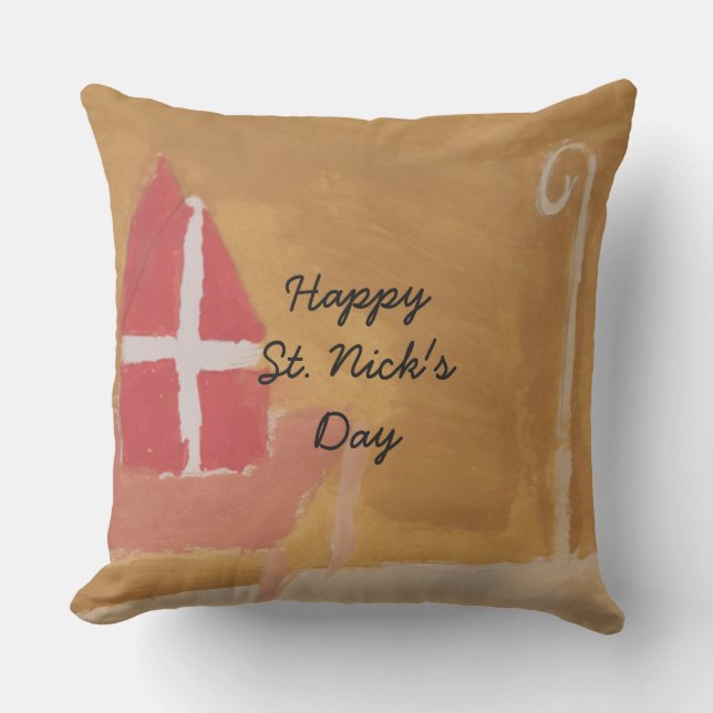Coussin St. Nick's Day Dutch Sinterklaas Watercolor Miter (Recto)