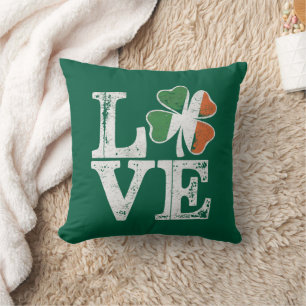 Coussin St Patrick Love Chance Irlande Trèfle Vert 