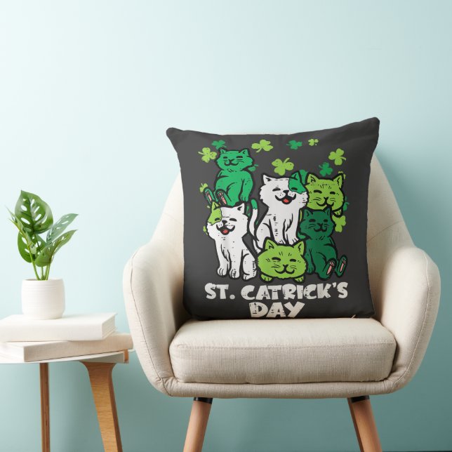 Coussin St Patricks Catricks Day Cats Saint Pattys (Chaise)