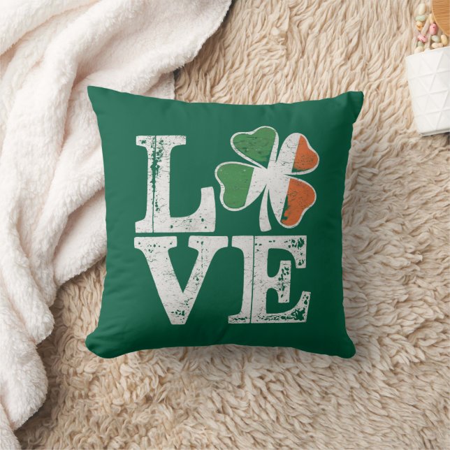 Coussin St Patricks Day Amour Chanceux Trèfle Irlandais Ve (Couverture)