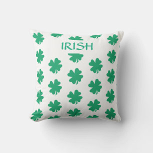 Coussin St Patrick's Day Irlandais Shamrock vert Motif feu