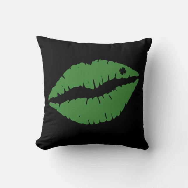 Coussin St Patrick's Day Lucky Shamrock Lips irlandais (Recto)