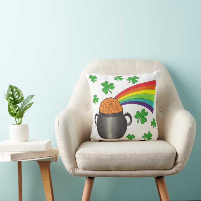 Coussin St. Patrick's Day Pot of Gold Rainbow Shamrock (Chaise)