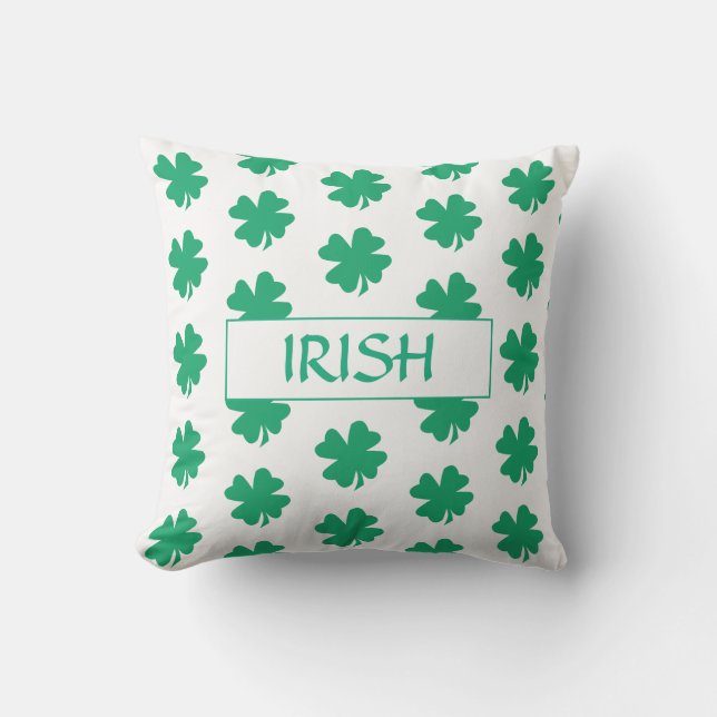 Coussin St Patrick's Day Vert Shamrock feuille Motif irlan (Recto)