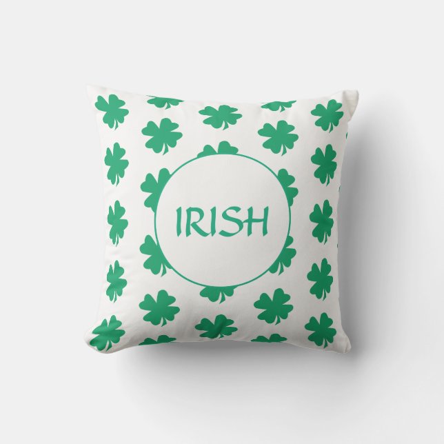 Coussin St Patrick's Day Vert Shamrock feuille Motif irlan (Recto)