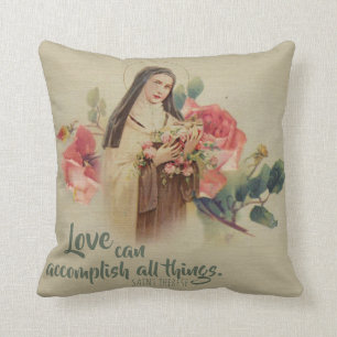 Coussin St Therese le petit crucifix de roses de fleur